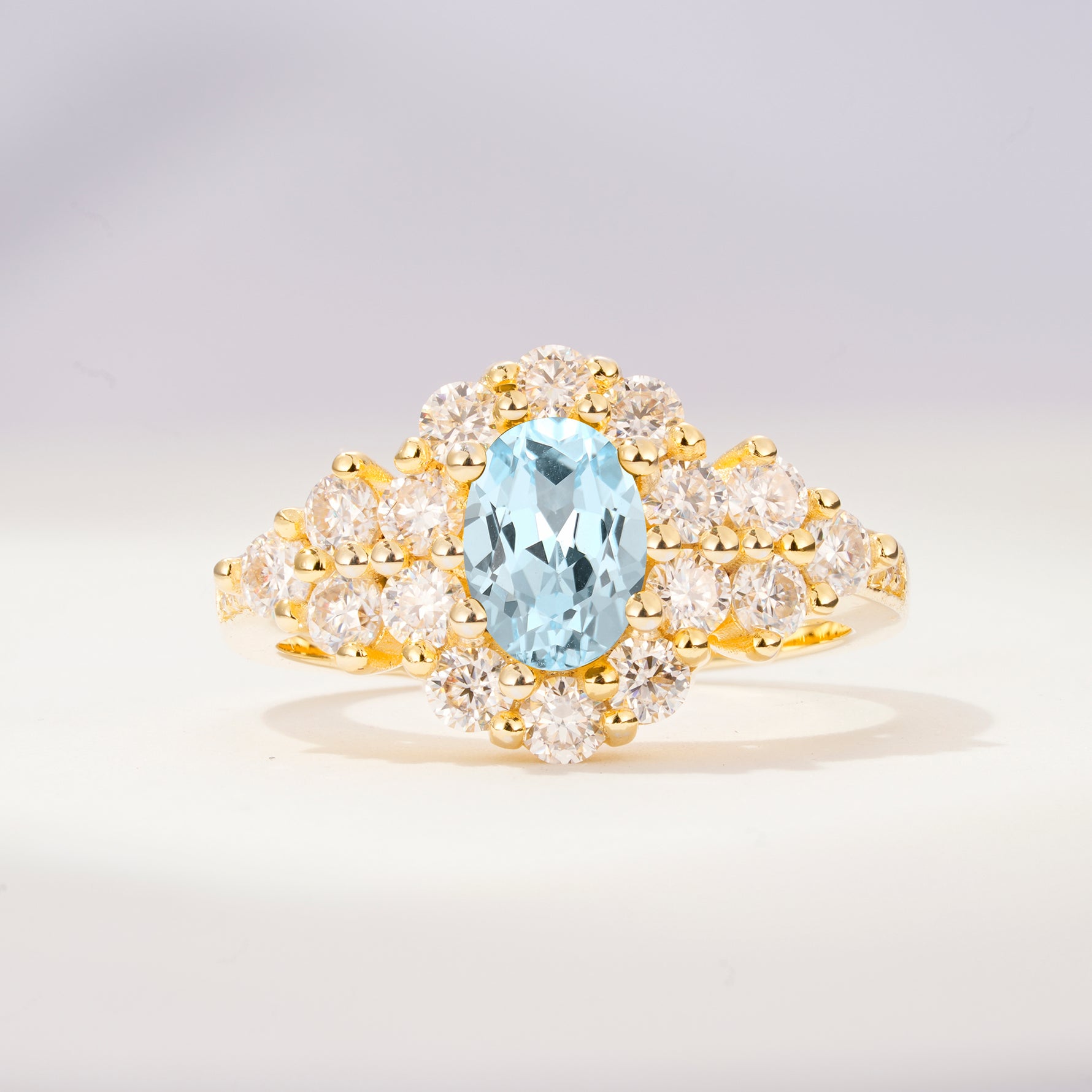 SR06742 Aquamarine Ring - Yellow-Gold
