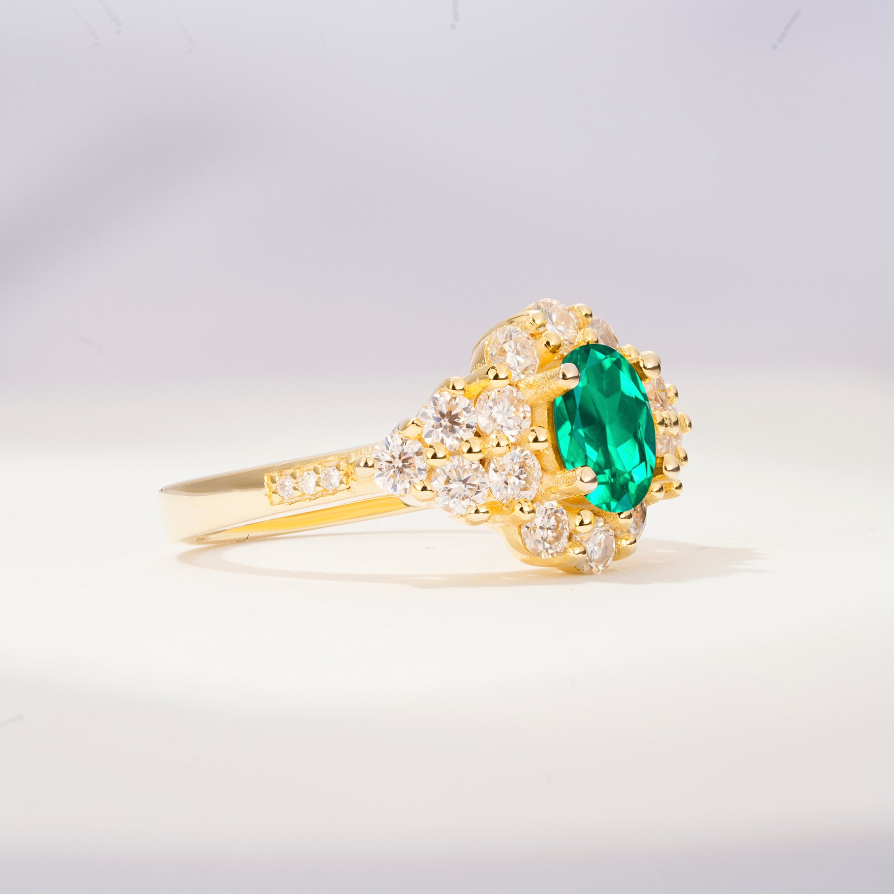 SR06742 Emerald Ring - White-Gold