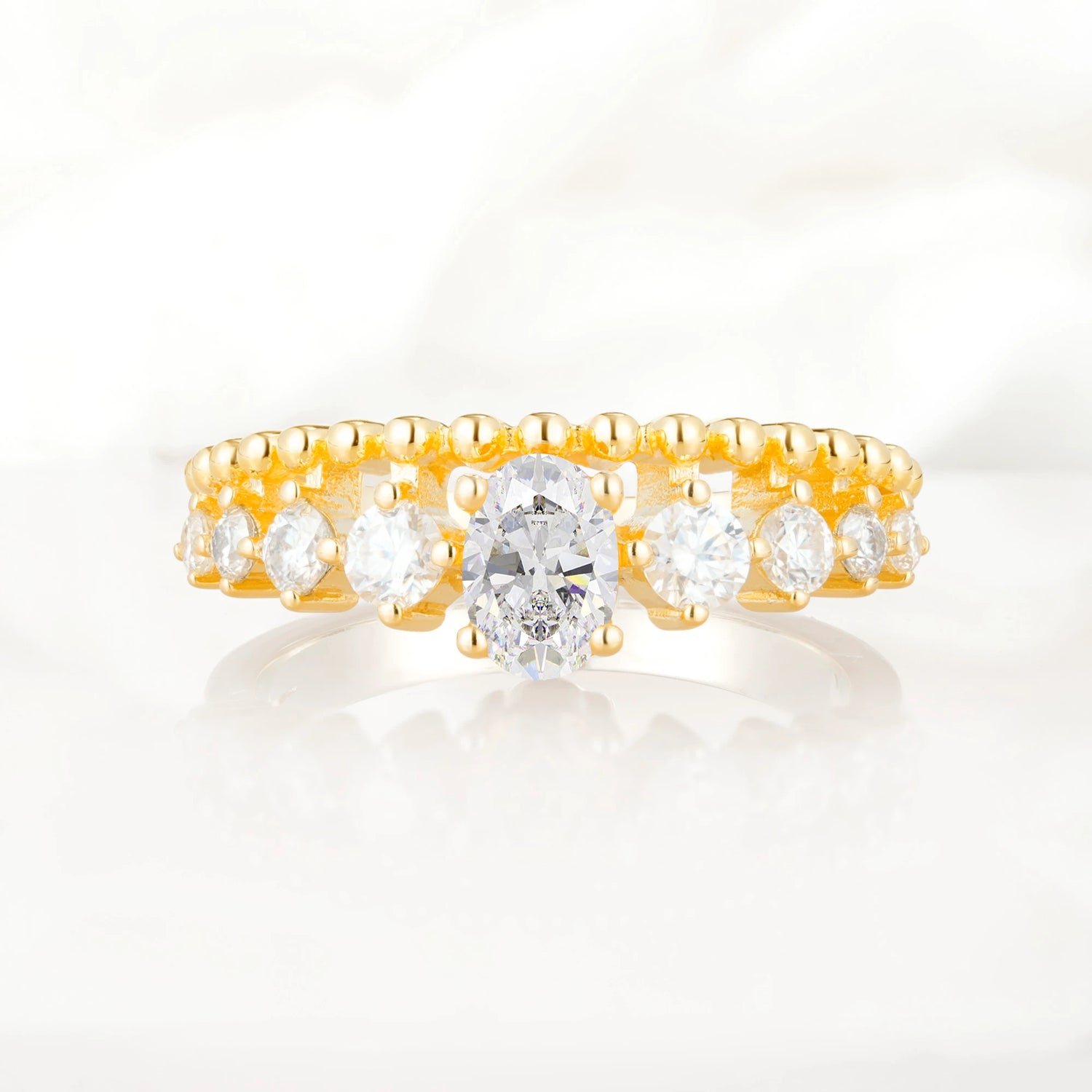 Vintage Inspired Oval Cut Moissanite Engagement Ring