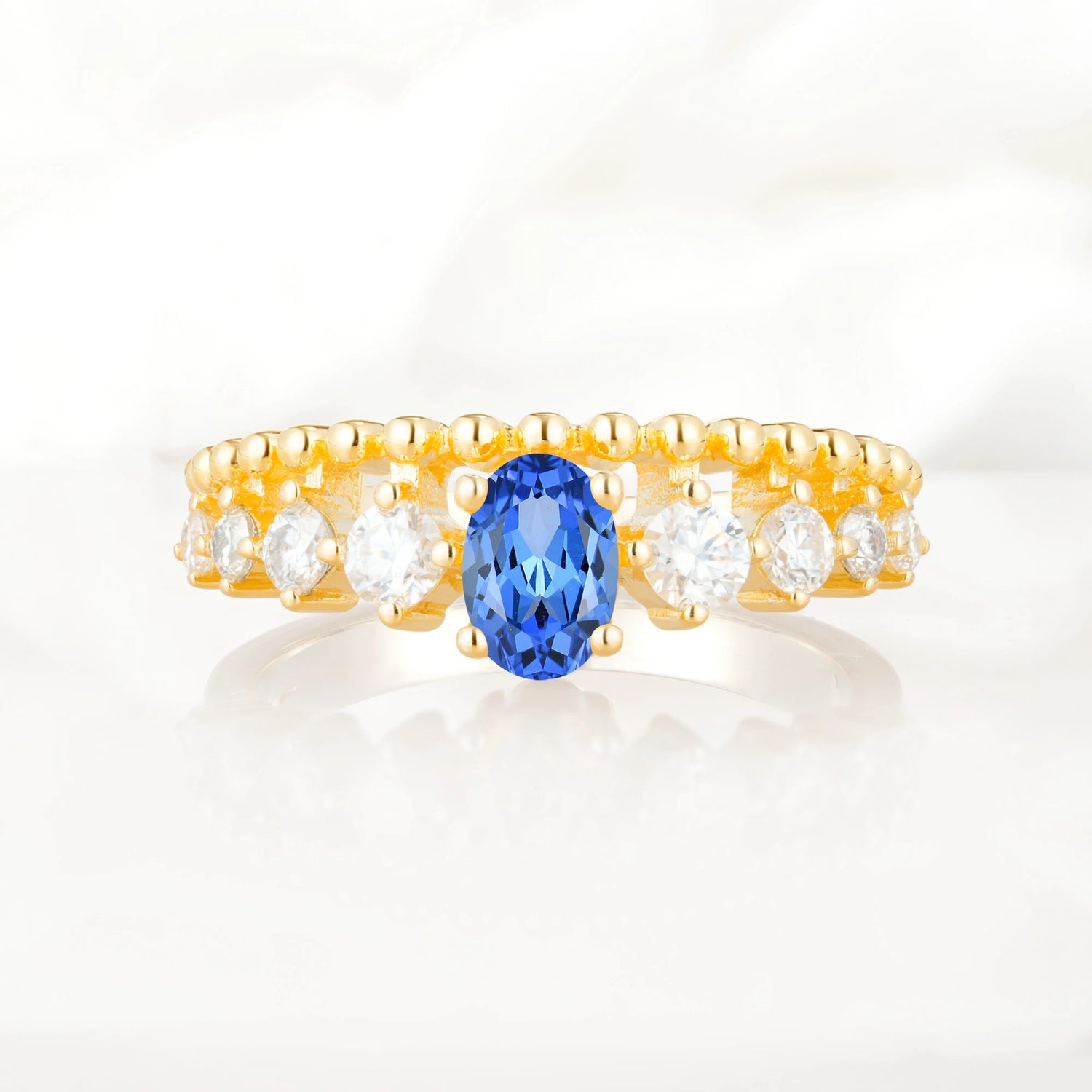 Vintage Inspired Oval Cut Sapphire Engagement Ring