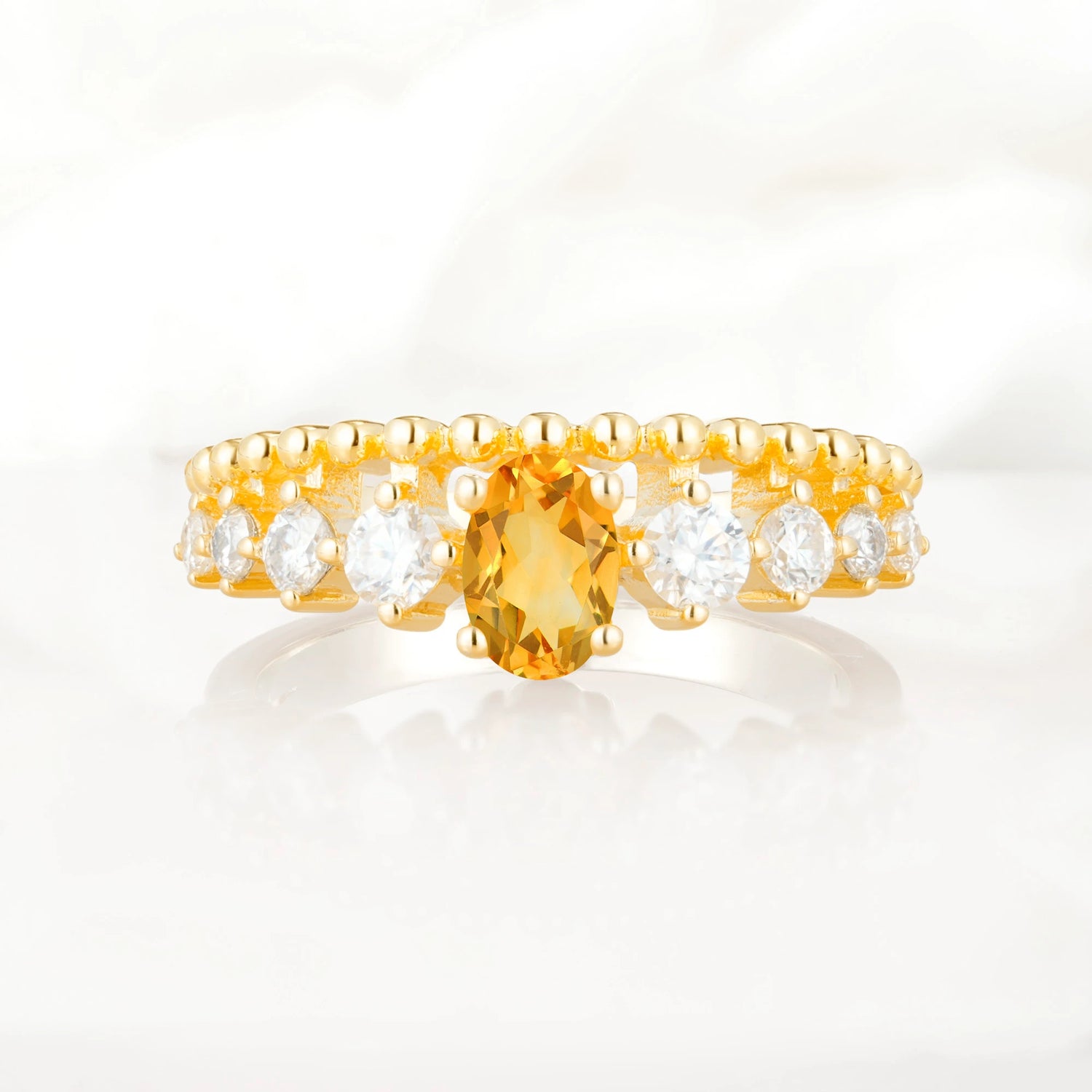 Vintage Inspired Oval Cut Citrine Engagement Ring