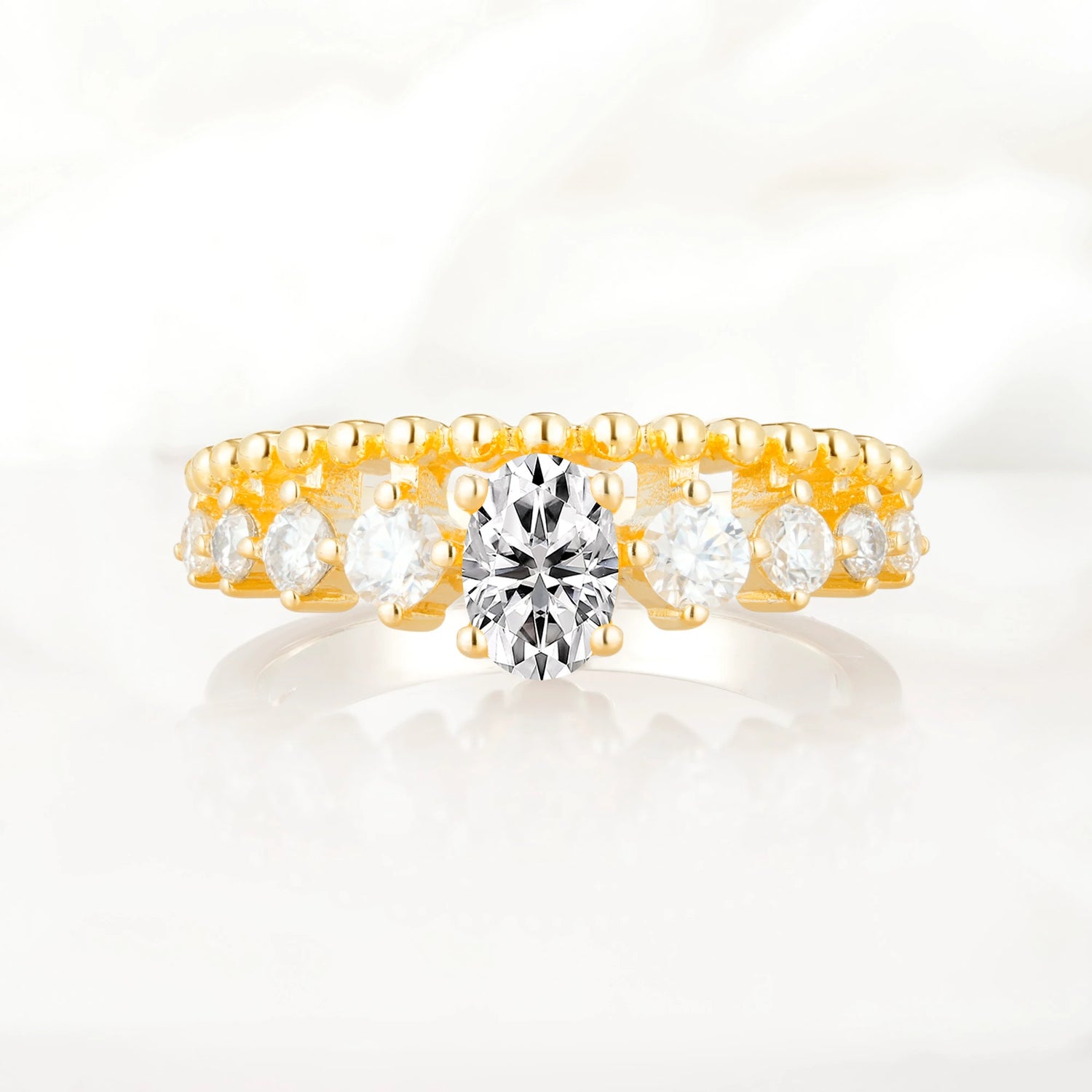 Vintage Inspired Oval Cut Lab Diamond Engagement Ring