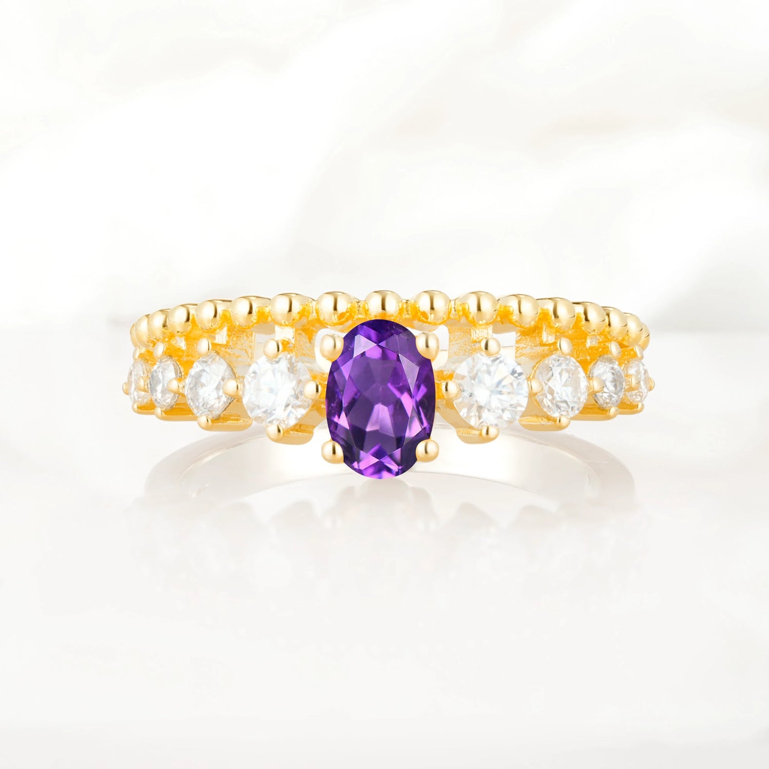 Vintage Inspired Oval Cut Amethyst Engagement Ring