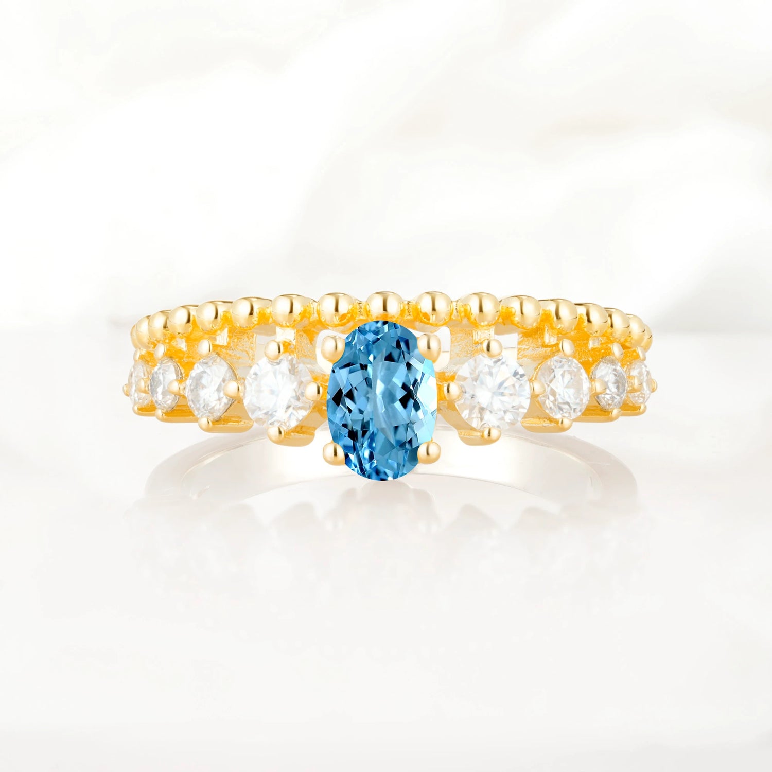 Vintage Inspired Oval Cut Aquamarine Engagement Ring