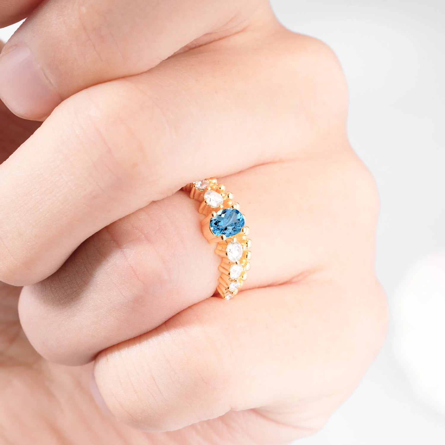 Vintage Inspired Oval Cut Aquamarine Engagement Ring