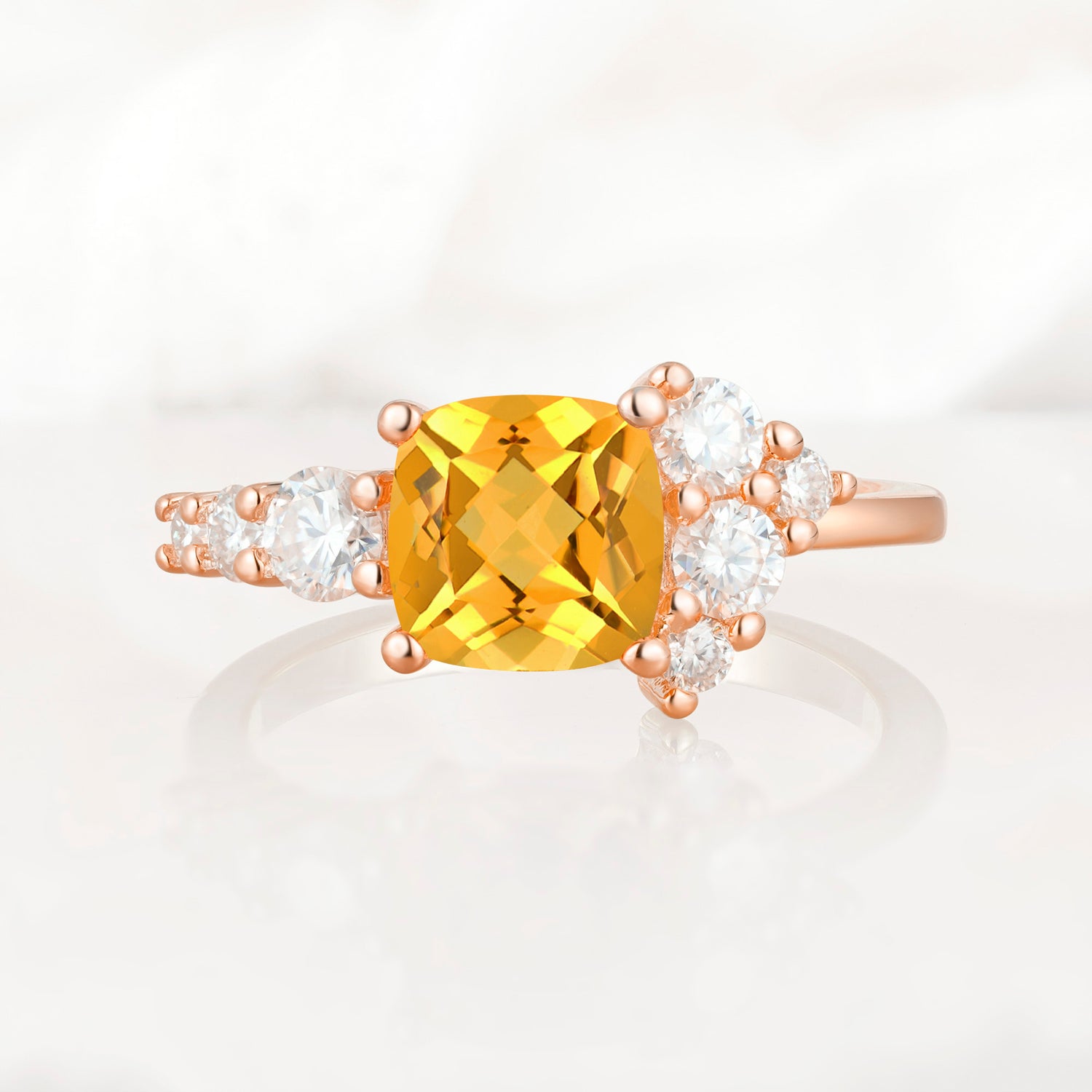 Cushion Shaped Citrine Engagement Ring for Women