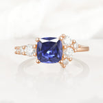 Classic Cushion Cut Side Cluster Tanzanite Engagement Ring - Additional view