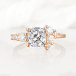 Classic Cushion Cut Side Cluster Lab Diamond Engagement Ring - Additional view