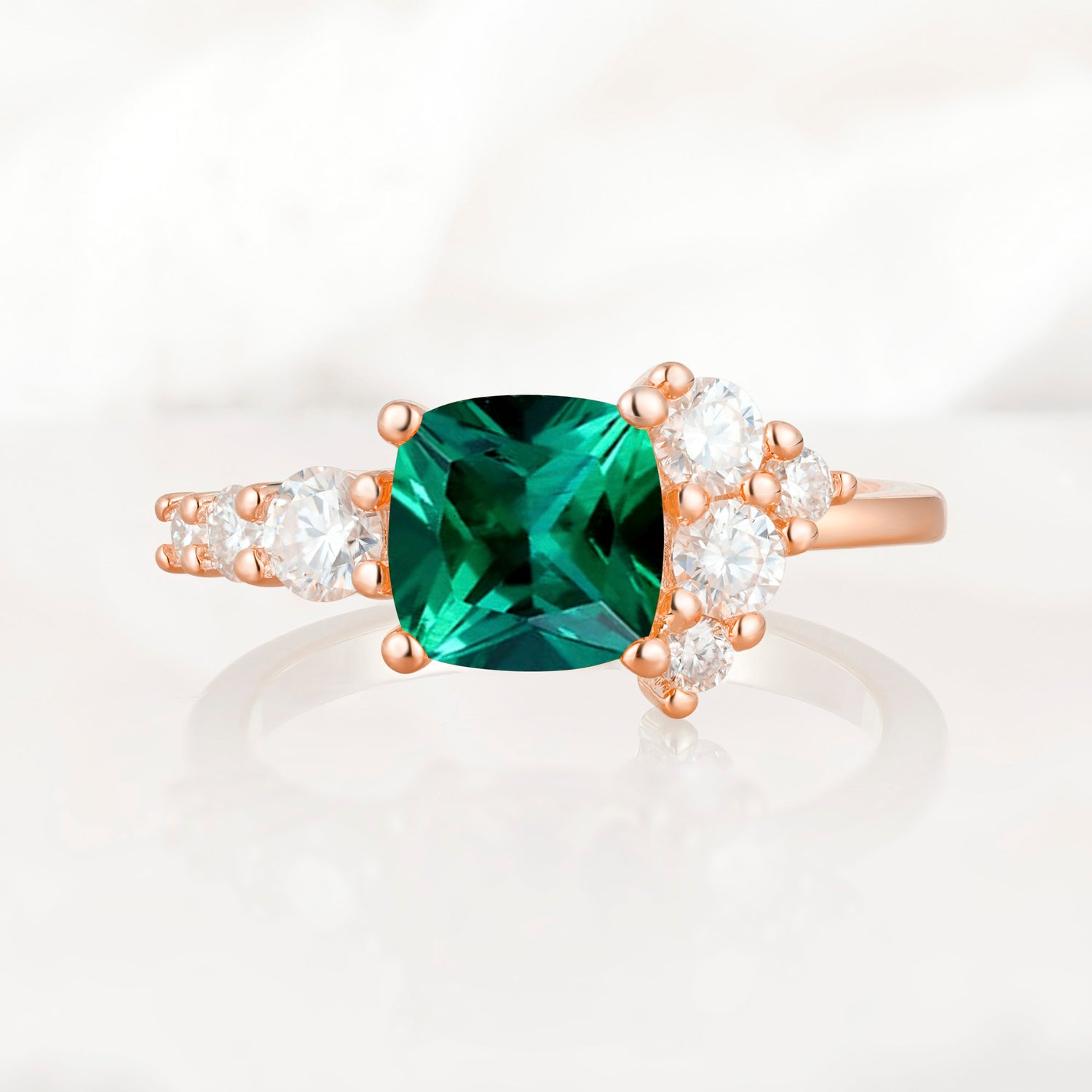 Cushion Shaped Emerald Engagement Ring for Women