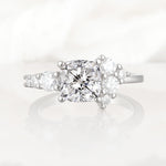 Classic Cushion Cut Side Cluster Lab Diamond Engagement Ring - Additional view