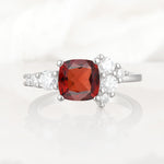 Classic Cushion Cut Side Cluster Garnet Engagement Ring - Additional view