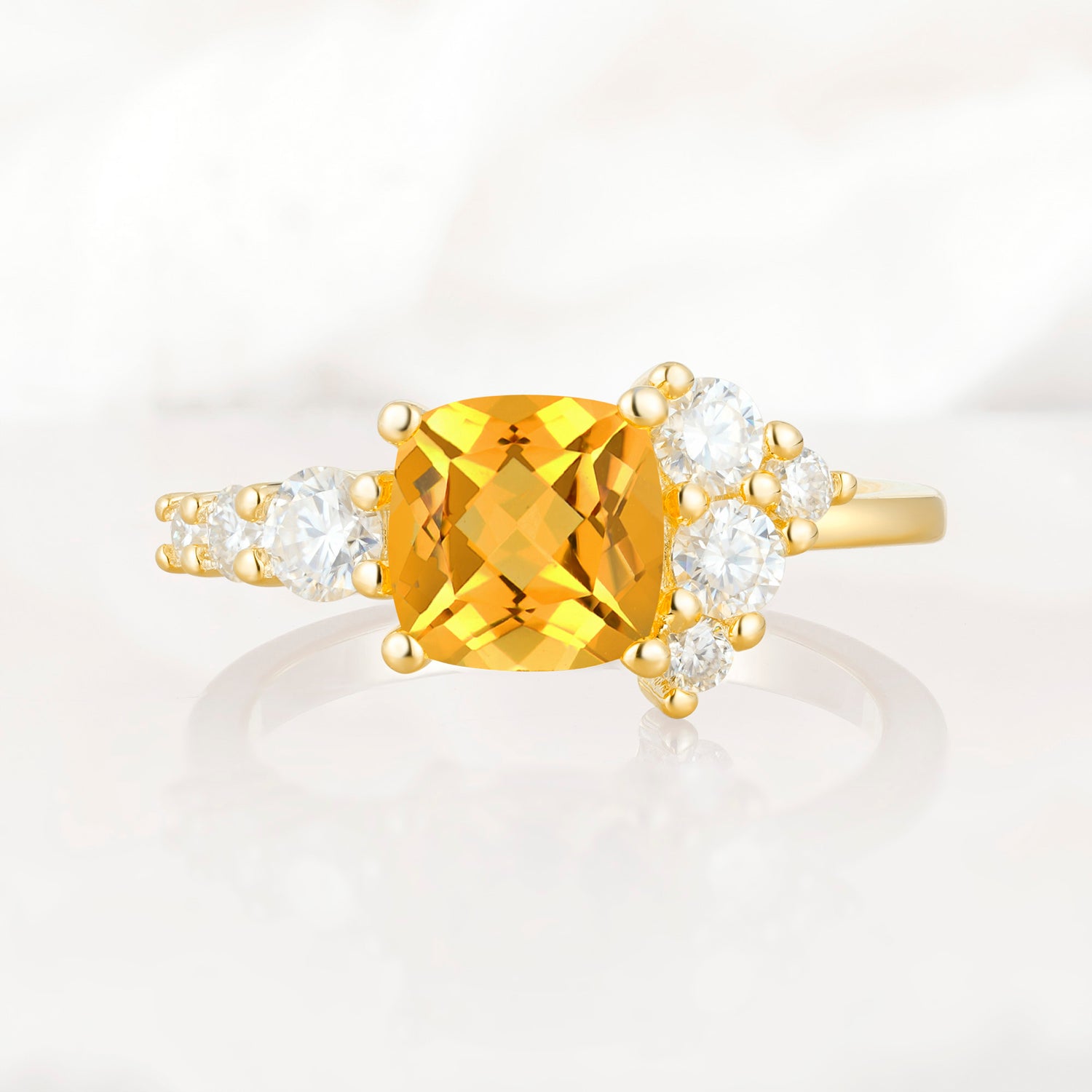 Cushion Shaped Citrine Engagement Ring for Women