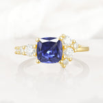 Classic Cushion Cut Side Cluster Tanzanite Engagement Ring - Additional view