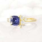 Classic Cushion Cut Side Cluster Tanzanite Engagement Ring - Additional view
