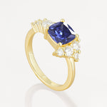Classic Cushion Cut Side Cluster Tanzanite Engagement Ring - Additional view