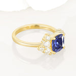 Classic Cushion Cut Side Cluster Tanzanite Engagement Ring - Additional view