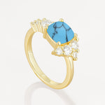 Classic Cushion Cut Side Cluster Turquoise Engagement Ring - Additional view