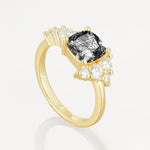 Classic Cushion Cut Side Cluster Black Rutilated Quartz Engagement Ring - Additional view