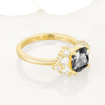 Classic Cushion Cut Side Cluster Black Rutilated Quartz Engagement Ring - Additional view