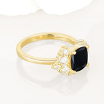 Classic Cushion Cut Side Cluster Black Onyx Engagement Ring - Additional view