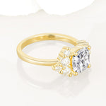 Classic Cushion Cut Side Cluster Lab Diamond Engagement Ring - Additional view