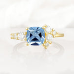Classic Cushion Cut Side Cluster Aquamarine Engagement Ring - Additional view