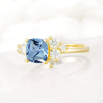 Classic Cushion Cut Side Cluster Aquamarine Engagement Ring - Additional view