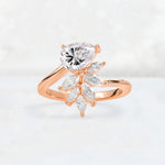 Pear Cut Lab Diamond Marquise Cluster Bypass Engagement Ring - Additional view