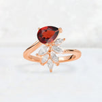 Pear Cut Garnet Marquise Cluster Bypass Engagement Ring - Additional view