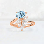 Pear Cut Aquamarine Marquise Cluster Bypass Engagement Ring - Additional view