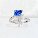 Pear Cut Sapphire Marquise Cluster Bypass Engagement Ring - Additional view