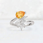 Pear Cut Citrine Marquise Cluster Bypass Engagement Ring - Additional view