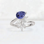 Pear Cut Tanzanite Marquise Cluster Bypass Engagement Ring - Additional view