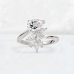 Pear Cut Lab Diamond Marquise Cluster Bypass Engagement Ring - Additional view