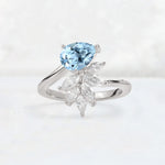 Pear Cut Aquamarine Marquise Cluster Bypass Engagement Ring - Additional view