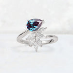 Pear Cut Alexandrite Marquise Cluster Bypass Engagement Ring - Additional view