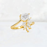 Pear Cut Moissanite Marquise Cluster Bypass Engagement Ring - Additional view