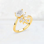 Pear Cut Moissanite Marquise Cluster Bypass Engagement Ring - Additional view