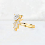 Pear Cut Moissanite Marquise Cluster Bypass Engagement Ring - Additional view