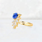 Pear Cut Sapphire Marquise Cluster Bypass Engagement Ring - Additional view