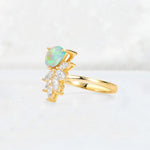 Pear Cut Fire Opal Marquise Cluster Bypass Engagement Ring - Additional view