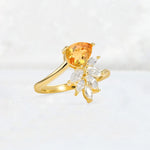 Pear Cut Citrine Marquise Cluster Bypass Engagement Ring - Additional view
