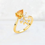 Pear Cut Citrine Marquise Cluster Bypass Engagement Ring - Additional view