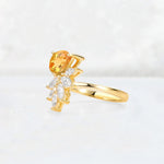 Pear Cut Citrine Marquise Cluster Bypass Engagement Ring - Additional view
