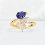 Pear Cut Tanzanite Marquise Cluster Bypass Engagement Ring - Additional view