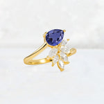 Pear Cut Tanzanite Marquise Cluster Bypass Engagement Ring - Additional view