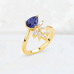 Pear Cut Tanzanite Marquise Cluster Bypass Engagement Ring - Additional view