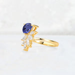 Pear Cut Tanzanite Marquise Cluster Bypass Engagement Ring - Additional view