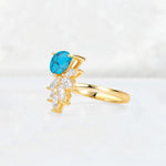 Pear Cut Turquoise Marquise Cluster Bypass Engagement Ring - Additional view