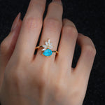 Pear Cut Turquoise Marquise Cluster Bypass Engagement Ring - Additional view
